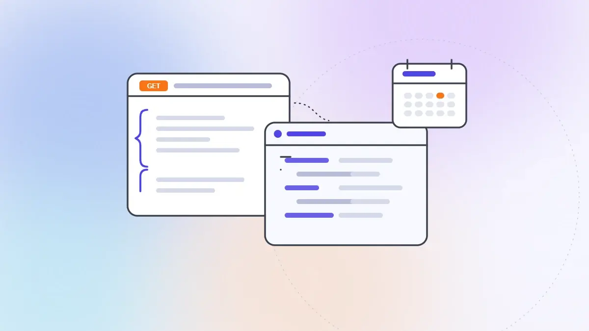 The River Soft digital marketing case study by LogDart: API request and response panels with a demo booking calendar for a SaaS website